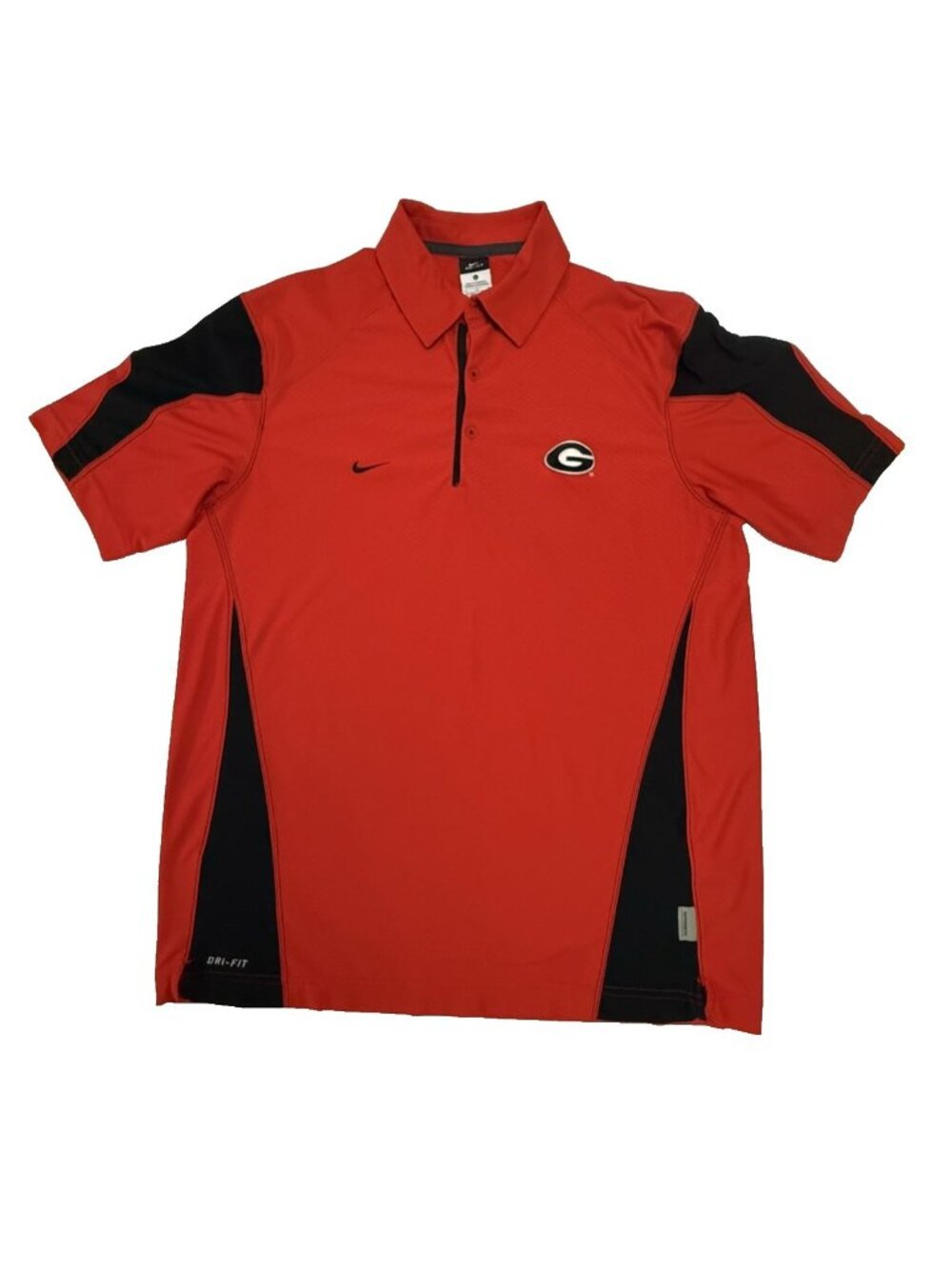 Nike Dri-FIT Georgia Bulldogs Polo Shirt Men Large Red Black NCAA Football